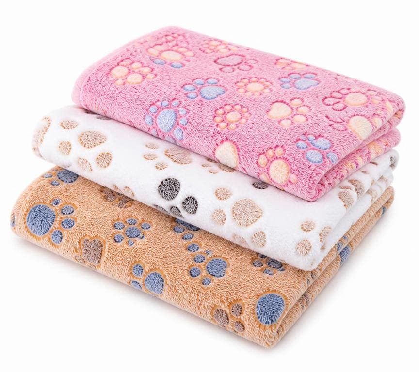 Fleece Paw-Print Pet Blankets, 3-Pack view 2
